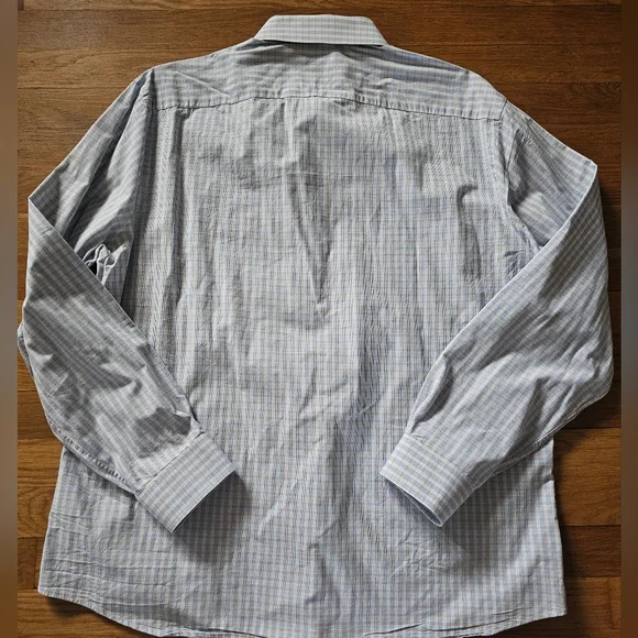 Michael Kors Slim Fit Blue Tan Button Down Dress Shirt Mens Size XL 17-1/2 34-35 - Picture 5 of 13
